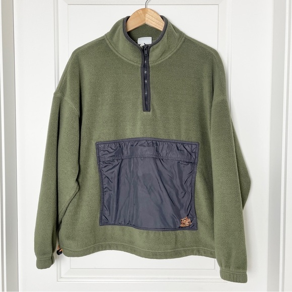 H&M Other - H&M Oversized Olive Green Zip-Up Fleece Sweater –Cozy & Streetwear-Ready, Medium